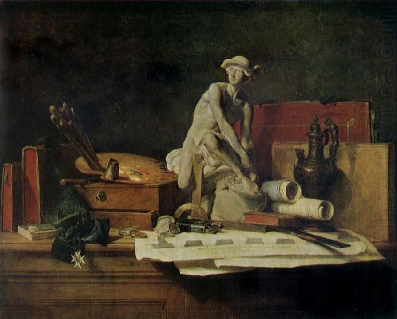 Jean Baptiste Simeon Chardin Still life with the Attributes  of Arts oil painting picture